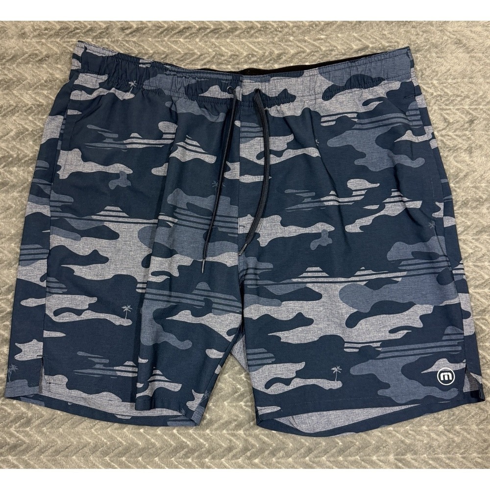 Travis Mathew Survivalist Casual Board Shorts Men XL Blue Camo Heater Series